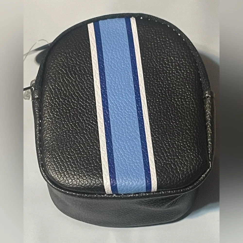 🔴‎ 3/$12 U Style Mini Backpack Keychain Black Blue Stripe Coin Pouch Bag NWT